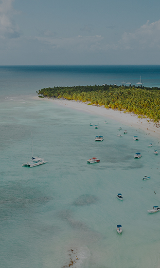 Imagen aérea de la costa de Isla Saona.